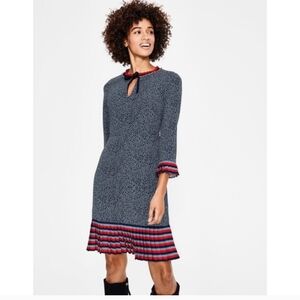 Boden Lara Pleat Chalky Navy Cluster Spot Shift Dress